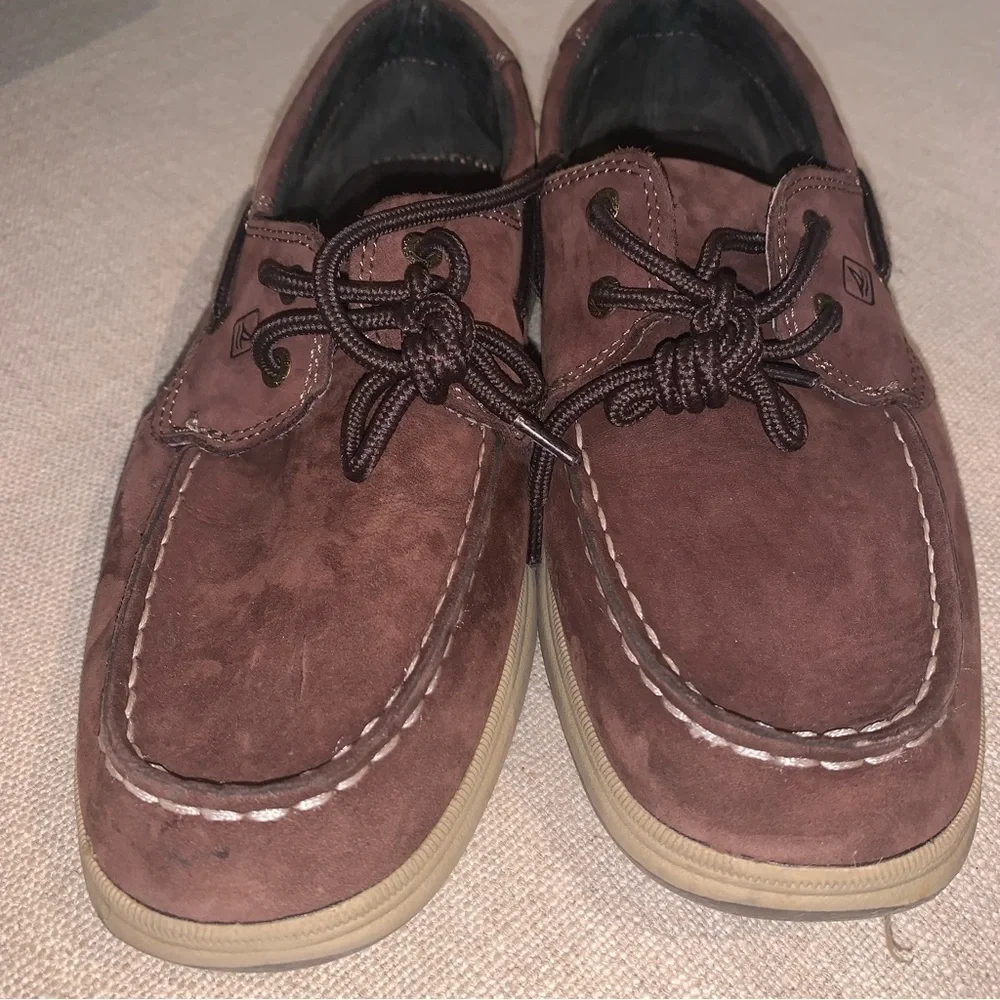 Sperry Topsiders Intrepid Boys Brown Suede Sz 5.5M